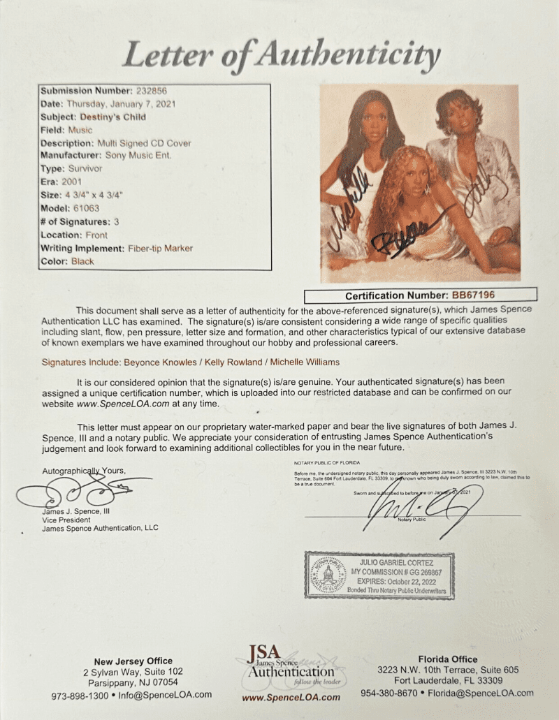 Beyonce Kelly Michelle Destiny's Child Signed CD Booklet Beckett Authen 15334974 - Image 3