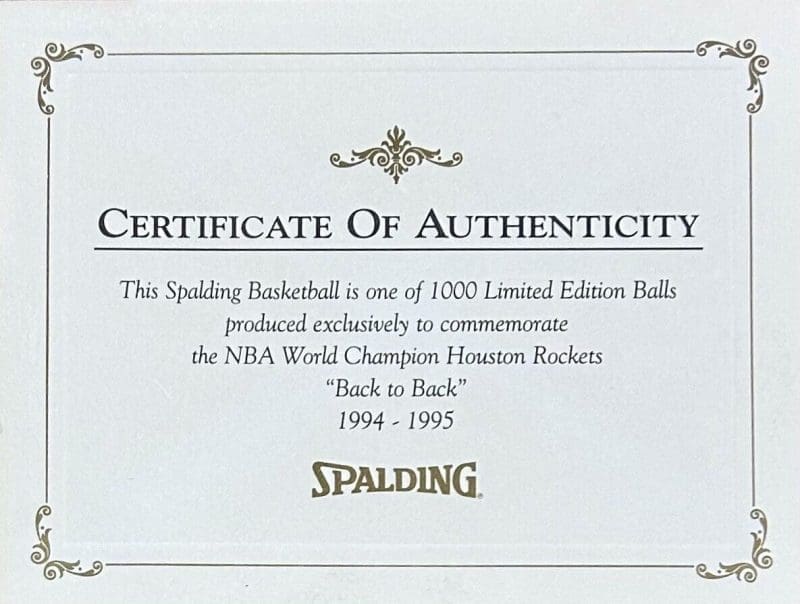 Hakeem Olajuwon & Clyde Drexler Signed Game Model Basketball LE 708 of 1,000 JSA - Image 7