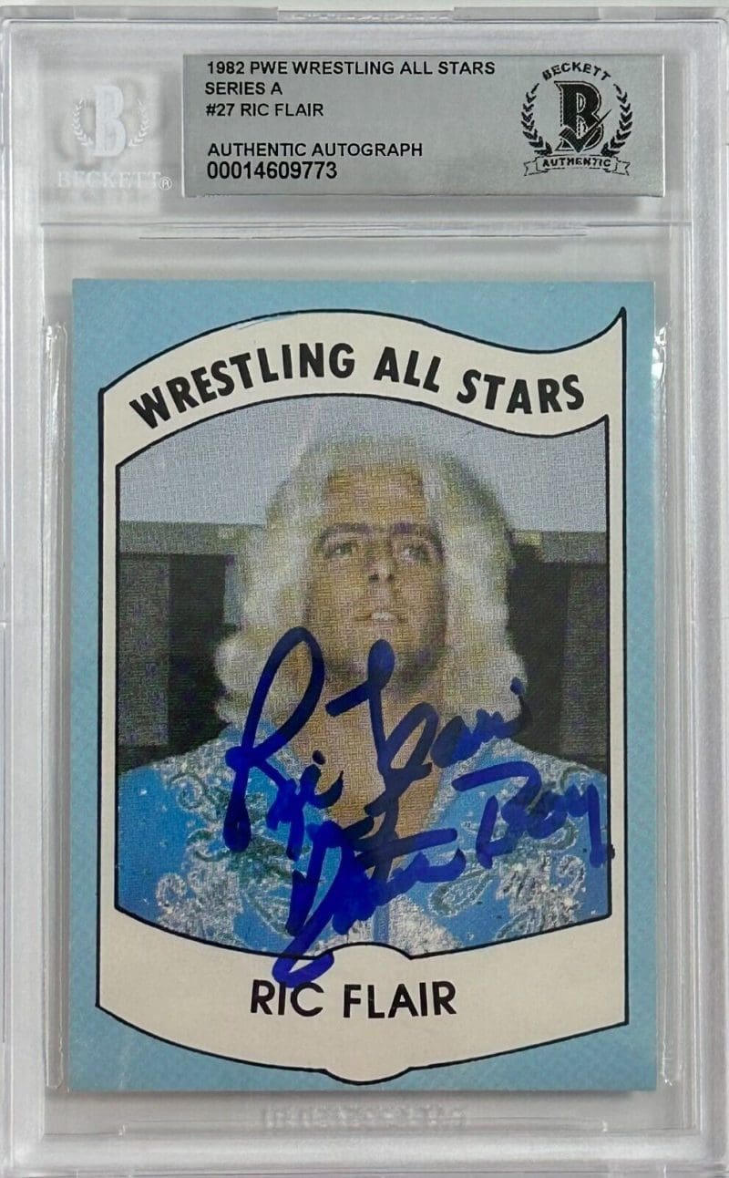 Ric Flair Signed 1982 PWE Wrestling All Stars Series A Card #27 Beckett 14609773