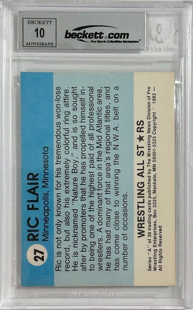 Ric Flair Signed 1982 PWE Wrestling All Stars Series A Card #27 Beckett 14609773 - Image 2