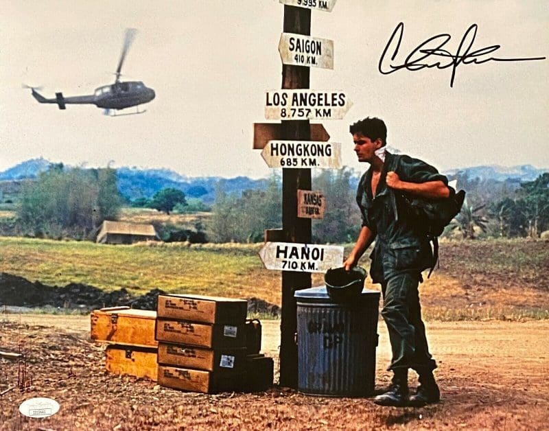 Charlie Sheen Signed Autographed Photo 11x14 JSA Platoon Chris Taylor 7
