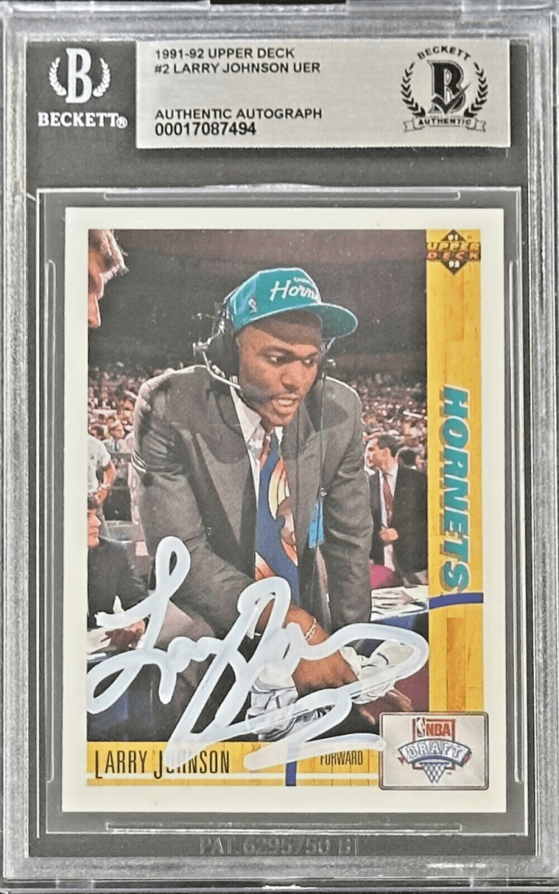 Larry Johnson 1991-92 Upper Deck UER Card #2 Beckett Authentication White Auto