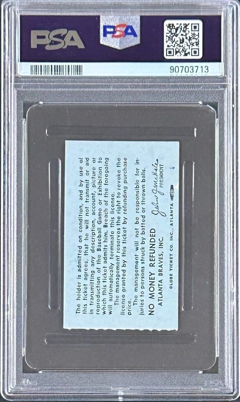Pete Rose 2-4 Double #107 Signed Cincinnati Reds Ticket Stub PSA VG 3 Auto 10 - Image 2
