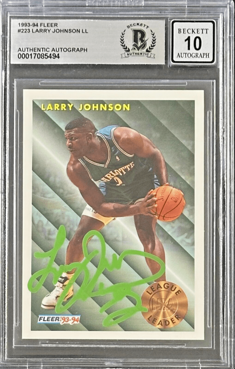 Larry Johnson 1993-94 Fleer LL #223 Beckett Authentication Auto 10