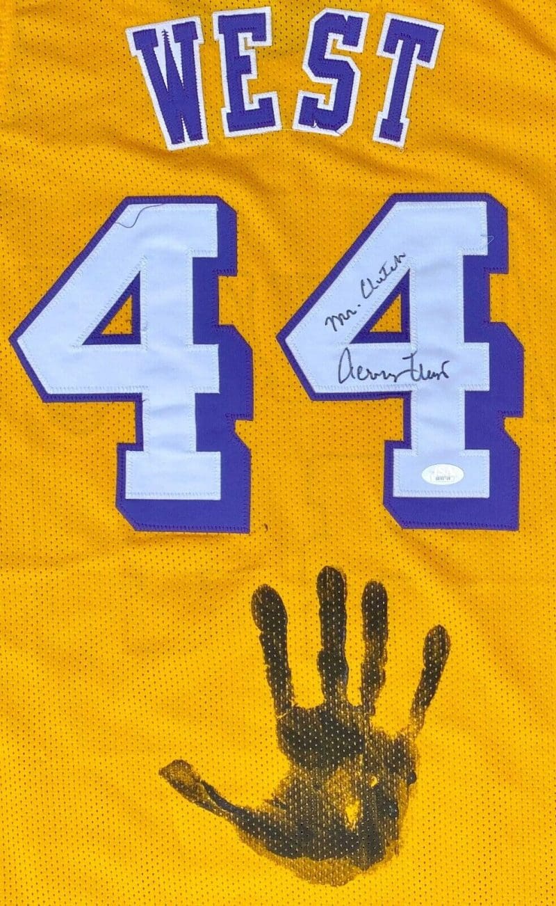 Jerry West Handprint Signed Autographed Yellow Jersey JSA BB00700 Mr. Clutch - Image 2