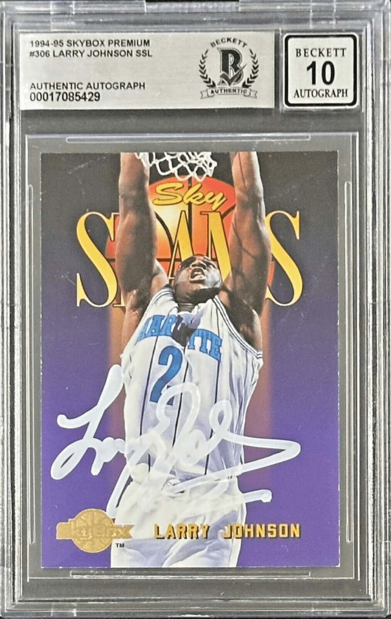 Larry Johnson 1994-95 Skybox Premium SSL #306 Beckett Authentication Auto 10