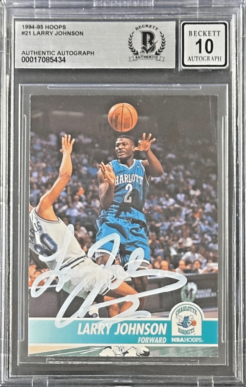 Larry Johnson 1994-95 NBA Hoops Card #21 Beckett Authenticated