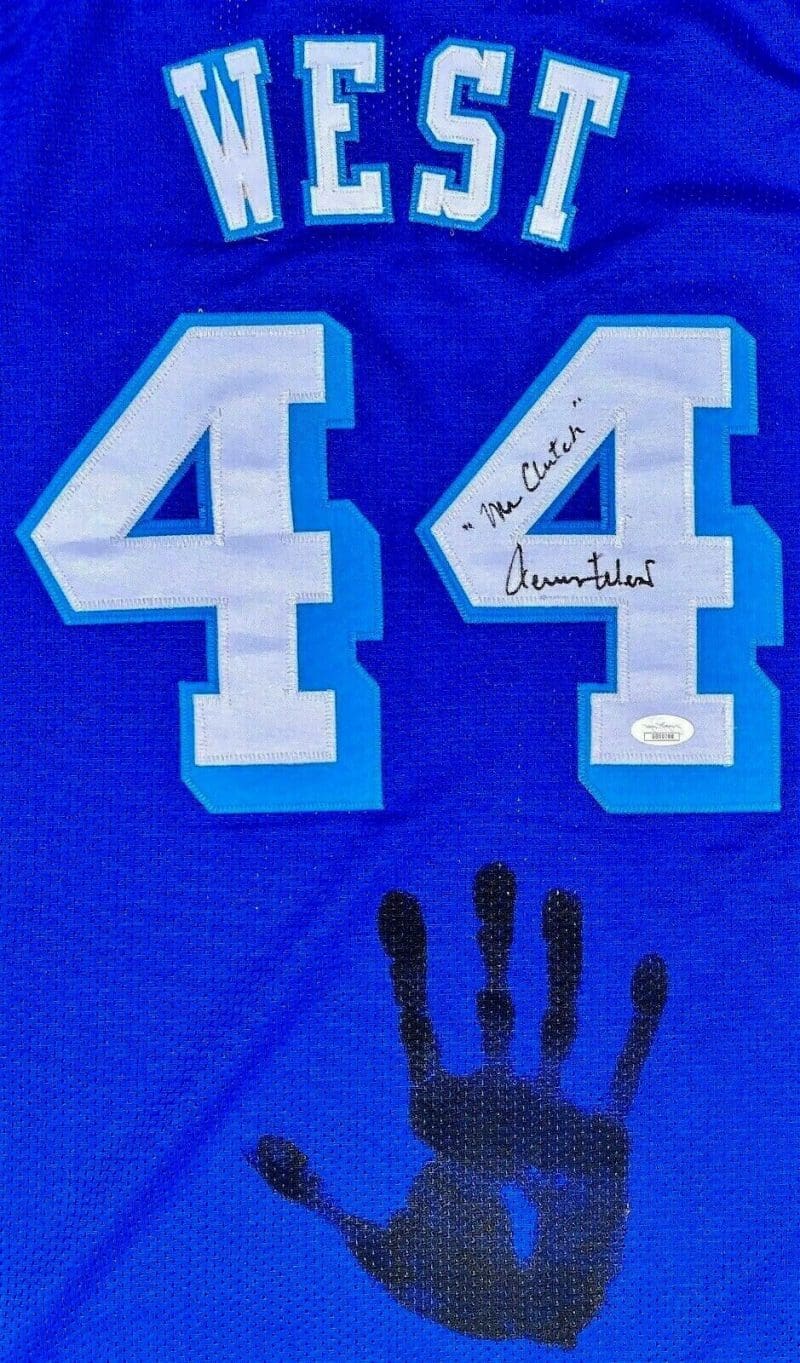 Jerry West Handprint Signed Autographed Yellow Jersey JSA BB00708 Mr. Clutch - Image 2