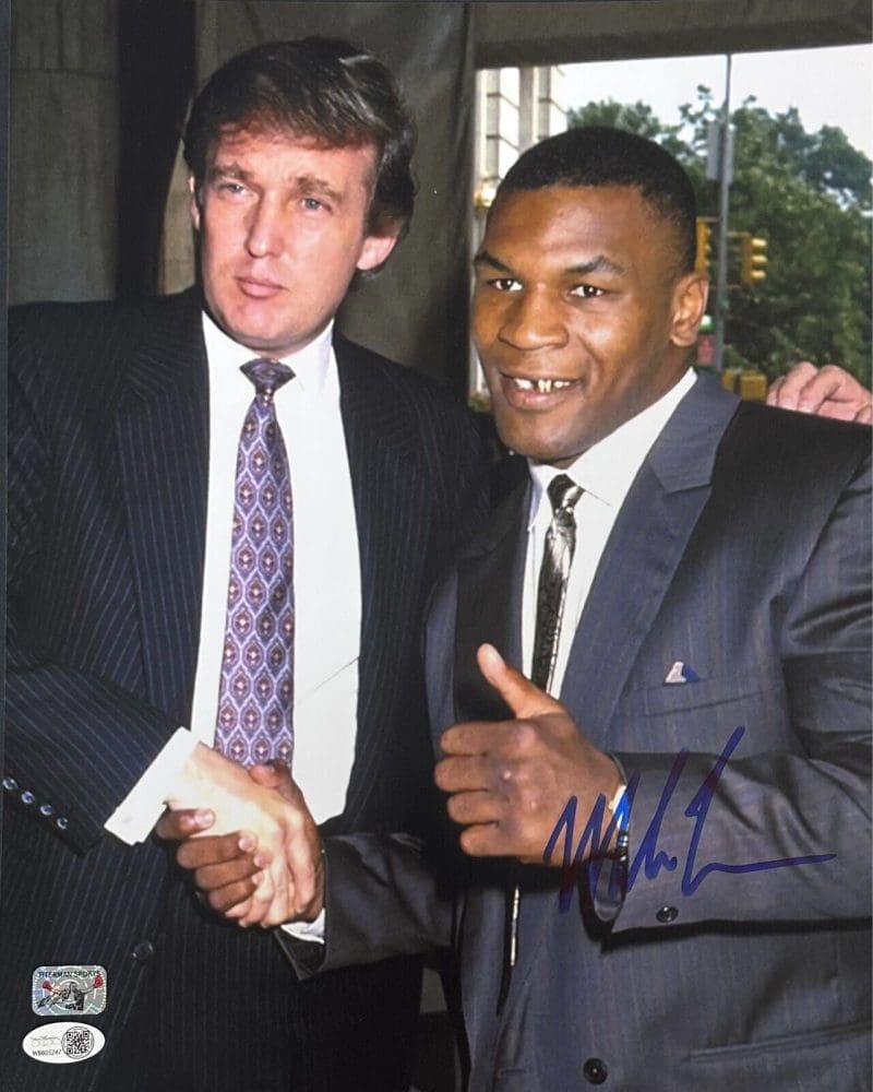 Mike Tyson Signed Autographed 11x14 Photo JSA & Tyson Authen Donald Trump 1 Blue