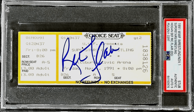 Ric Flair Signed WWF Superstars of Wrestling Nov. 1, 1991 Ticket Stub PSA Auto 9