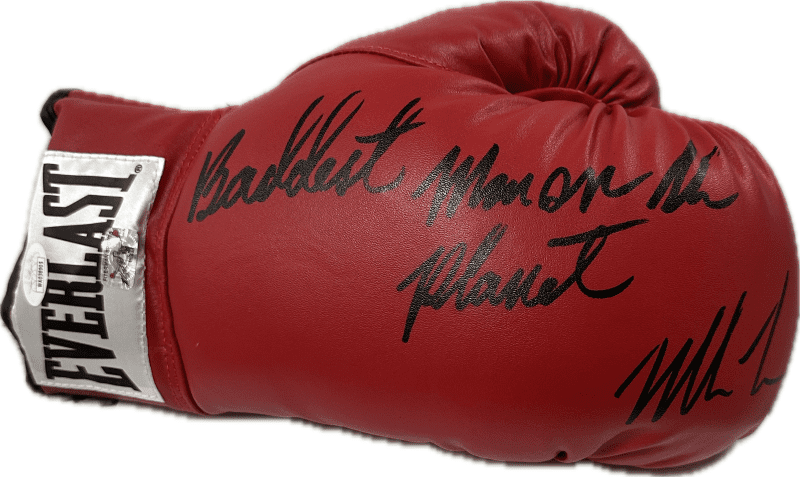 Mike Tyson Baddest Man on The Planet Signed Red Leather Boxing Glove JSA R