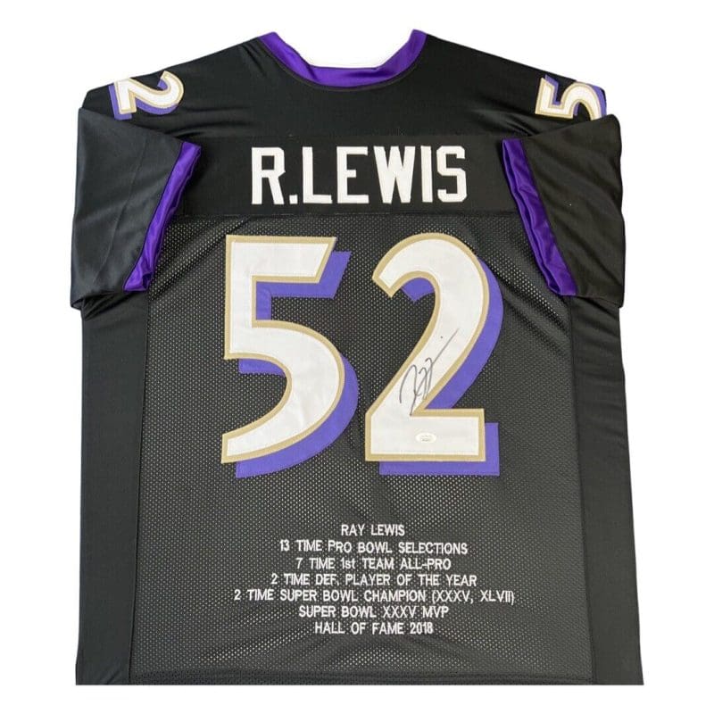 Ray Lewis Signed Autographed Black Jersey JSA Authenticated STATS