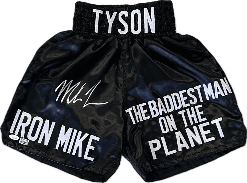 Mike Tyson Signed Boxing Trunks JSA & Tyson Hologram Authentic Iron Mike
