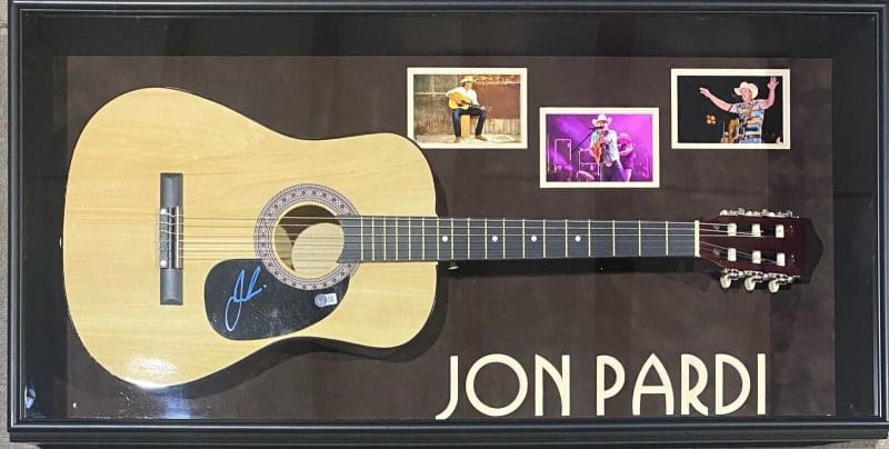 Jon Pardi Signed Natural Acoustic Guitar Framed Shadowbox Beckett Authentic