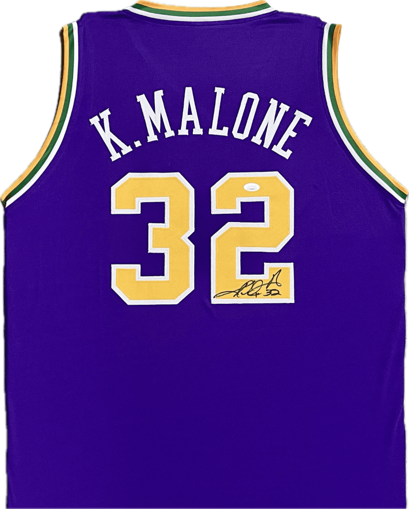 Karl Malone Signed Autographed Purple Yellow Jersey JSA Authenticated