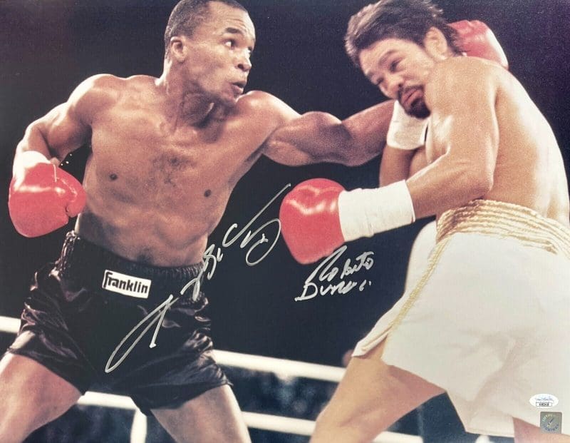 Sugar Ray Leonard Roberto Duran Signed Autographed 16x20 Photo JSA Authen #1