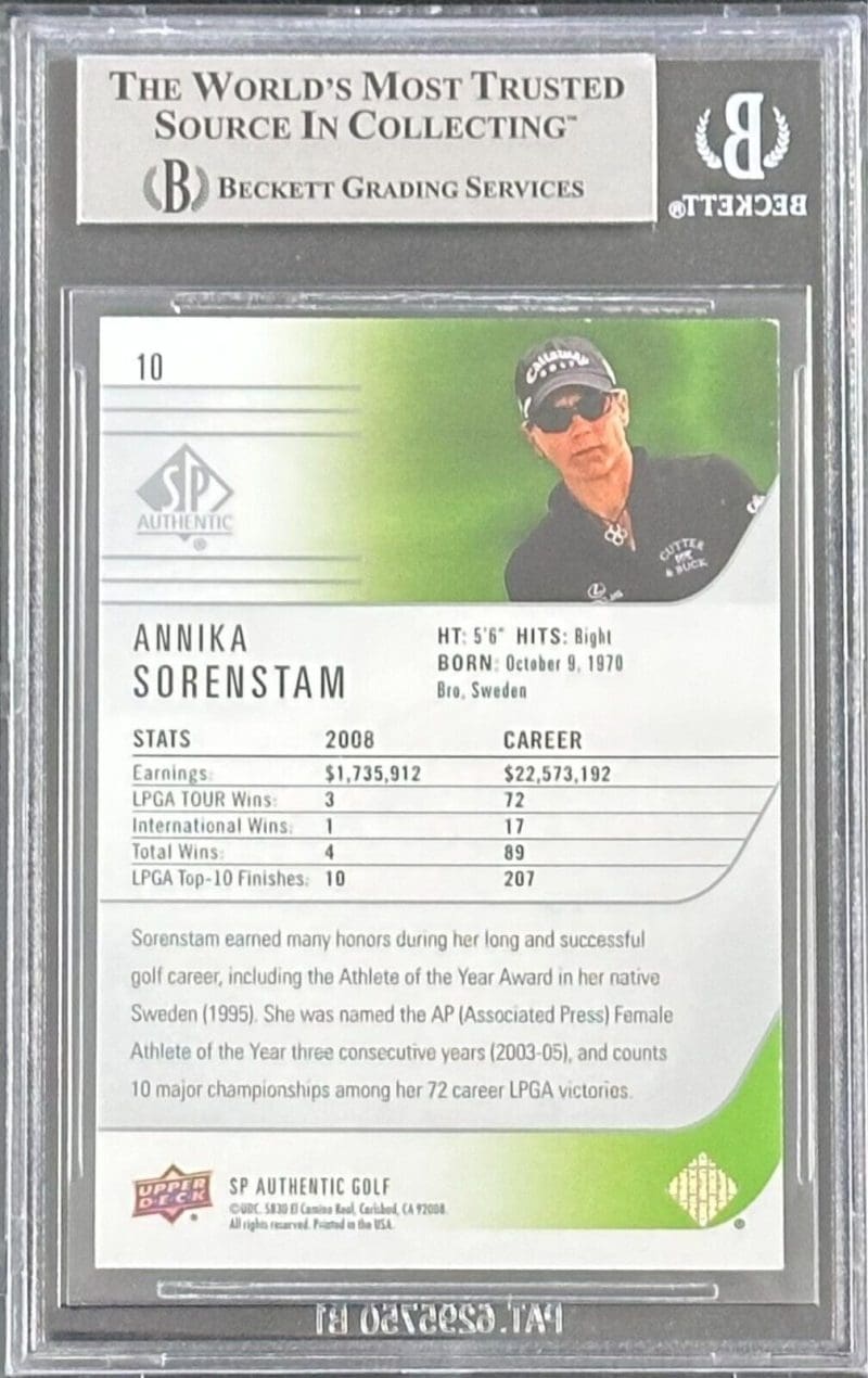 Annika Sorestam Signed 2021 Upper Deck SP Authentic Card #10 Beckett 16625993 - Image 2