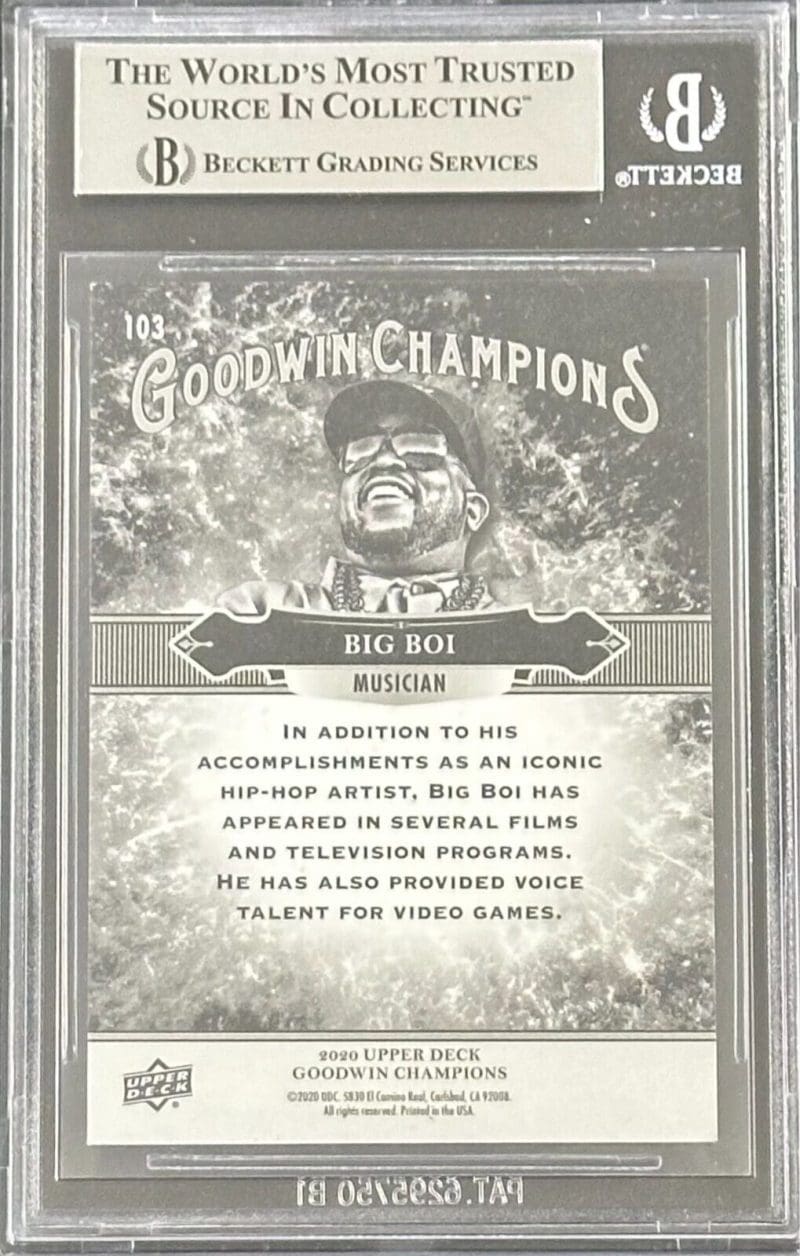 Big Boi Signed 2020 Upper Deck Goodwin Champions Card #103 Beckett 16626518 - Image 2
