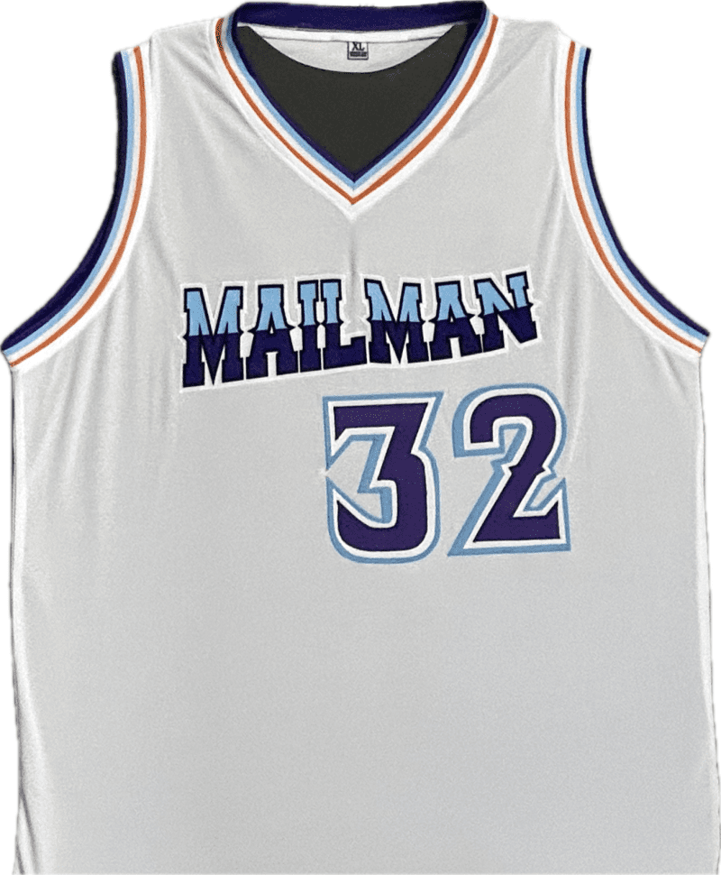 Karl Malone Signed Autographed White Light Blue Jersey JSA Authenticated - Image 3