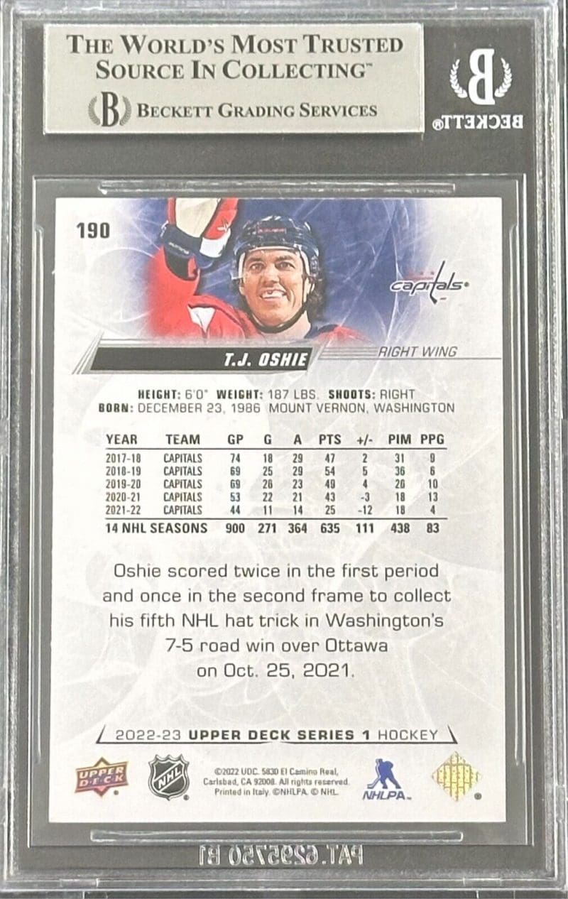 T.J. Oshie Signed 2020-21 Upper Deck Card #190 BAS 16625574 - Image 2