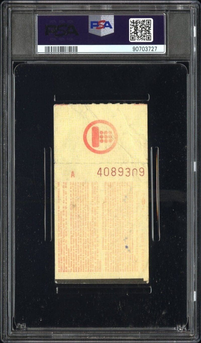 Hulk Hogan Signed 1985 WWF Wrestling Dec 7 PSA Stub FR 1.5 Auto 10 Vs Terry Funk - Image 3