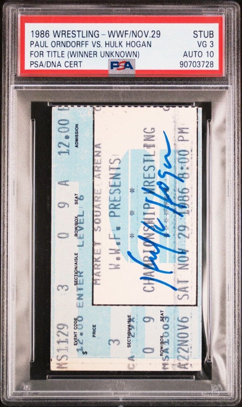 Hulk Hogan Signed 1986 WWF Wrestling Nov. 29 PSA Stub VG 3 Auto 10 Orndorff - Image 2