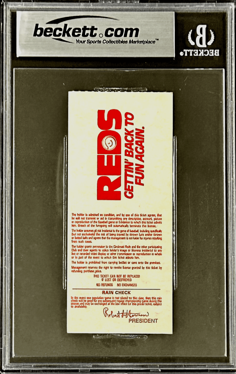 Pete Rose Signed Cincinnati Reds vs San Diego Padres 7/7/85 Beckett Ticket Stub - Image 3