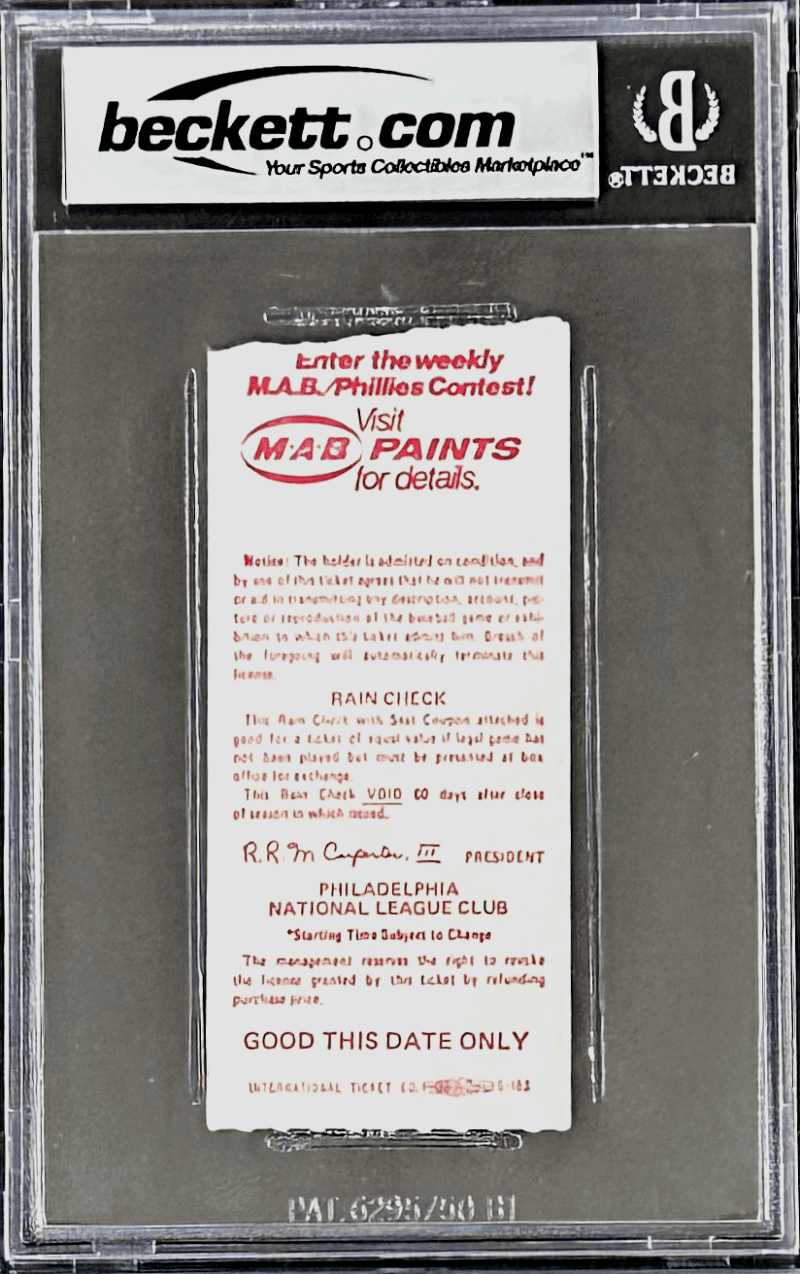 Pete Rose Autographed Signed Aug. 10, 1981 Ticket Stub Beckett 8 NM-MT - Image 2