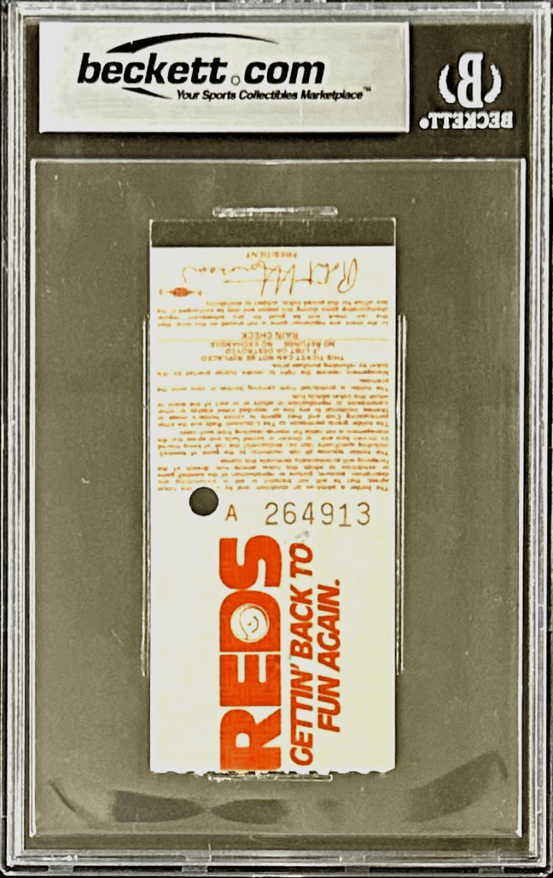 Pete Rose Signed Cincinnati Reds vs Pits. Pirates 8/30/1985 Ticket Stub Beckett - Image 3