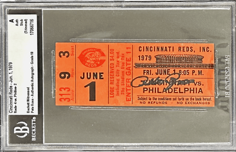 Pete Rose Autographed Signed Jun. 1, 1979 Ticket Stub Beckett A Authen