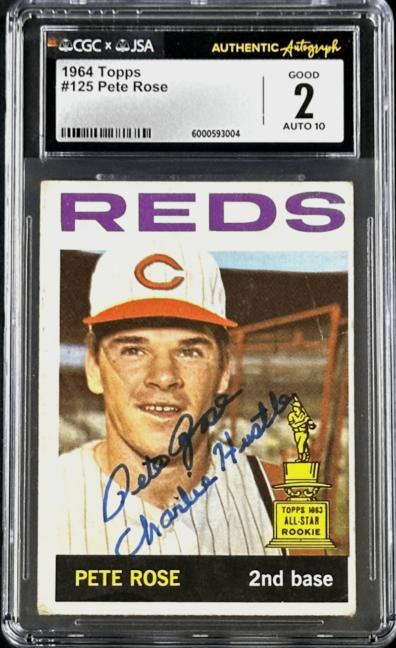 Pete Rose Signed 1964 Topps #125 CGC 2 JSA 10 Auto All Star Rookie Cup