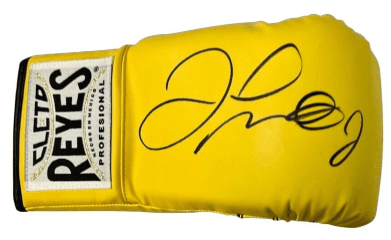 Floyd Mayweather Jr.  Signed Autographed Yellow Reyes Boxing Glove JSA Right