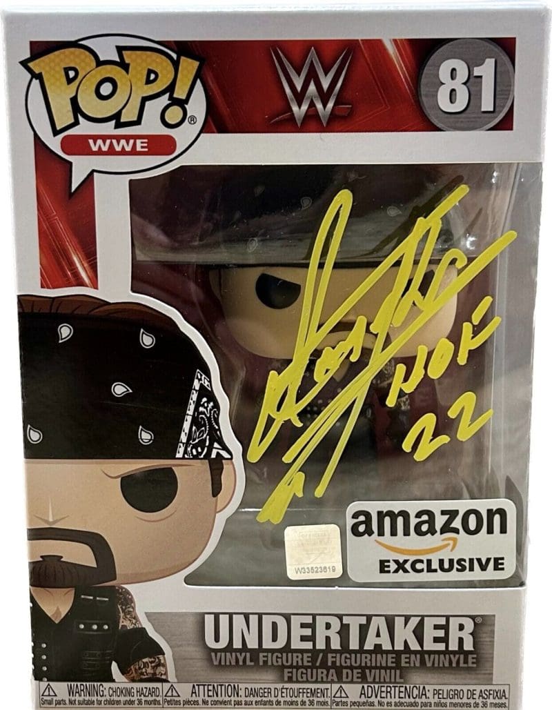 Undertaker Signed Funko POP 81 JSA & Undertaker Authenticated Yellow HOF