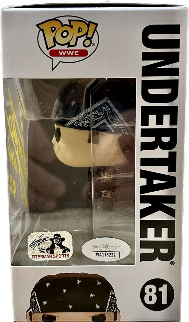 Undertaker Signed Funko POP 81 JSA & Undertaker Authenticated Yellow HOF - Image 2