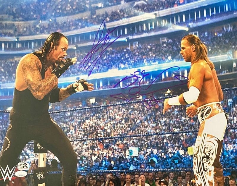 Undertaker Shawn Michaels Signed Autographed 16x20 Photo JSA Authenticated #1