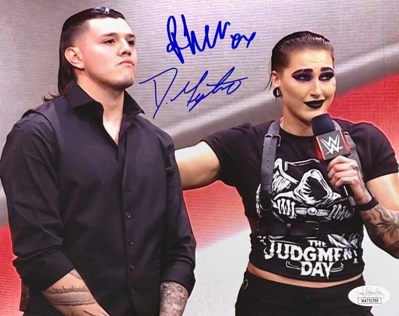 Dominik Mysterio Rhea Ripley Signed Autographed 8x10 Photo JSA Authenticated #1