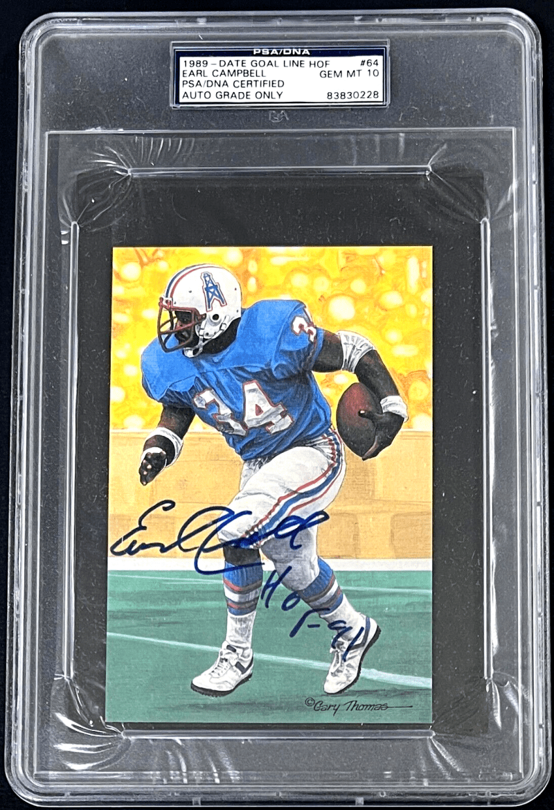 Earl Campbell Signed 1989 Goal Line HOF Card #64 PSA/DNA Auto 10 HOF 91