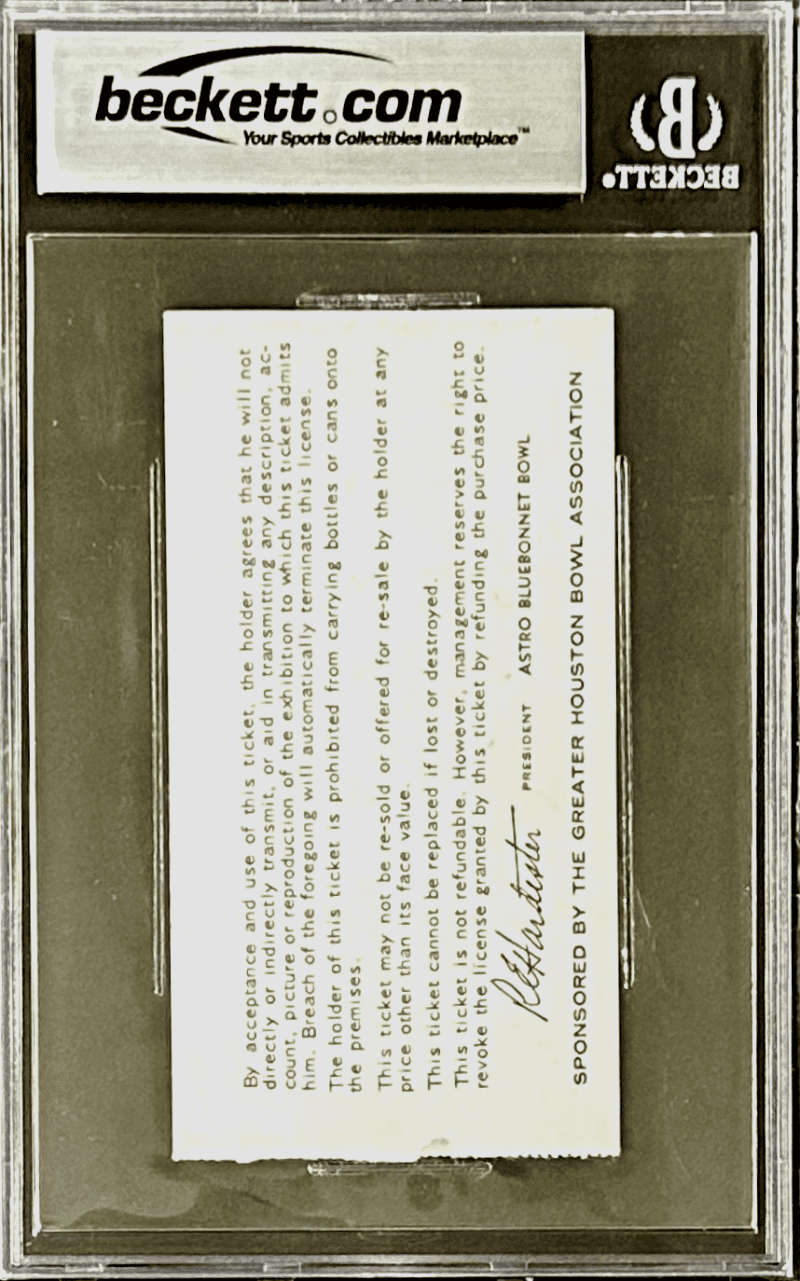 Earl Campbell Signed Ticket Stub Texas Longhorns 1975 Bluebonnet Bowl Beckett - Image 3