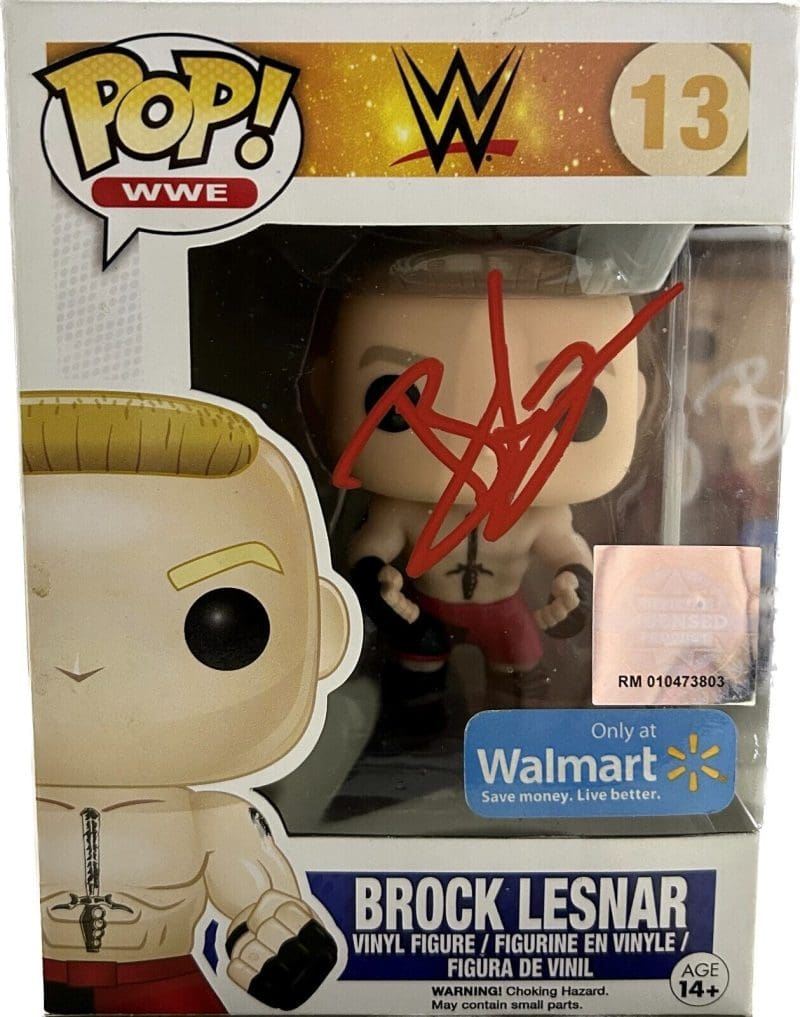 Brock Lesnar Signed Autographed Funko POP 13 JSA Authenticated Red