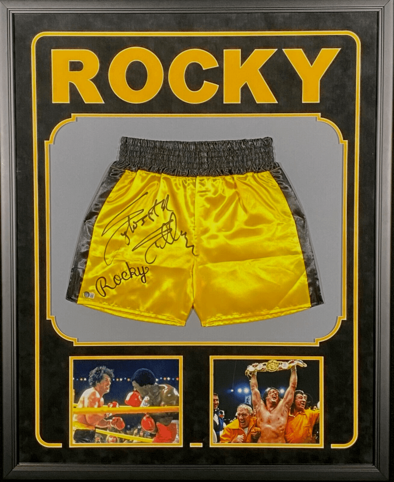 Sylvester Stallone Signed Rocky III Framed Trunks Beckett Authenticated