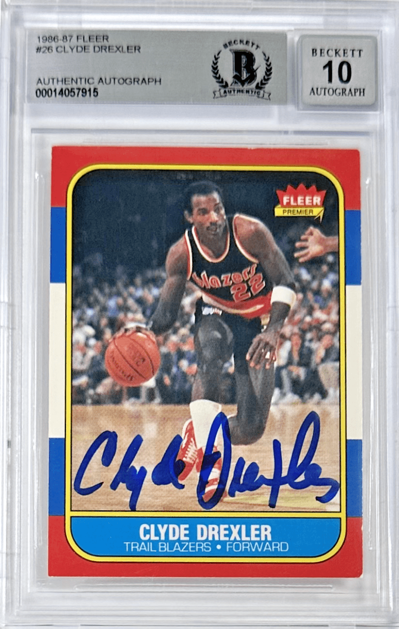 Clyde Drexler Signed 1986-87 Fleer Rookie Card #26 Beckett 14057915