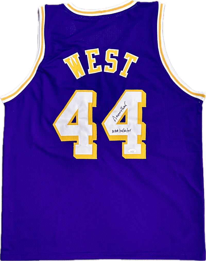 Jerry West Signed Autographed Custom Purple Jersey JSA Authen NBA 35/50/75
