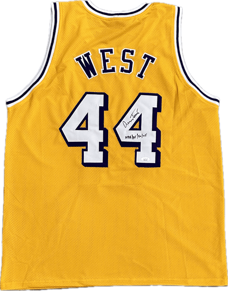 Jerry West Signed Autographed Custom Yellow Jersey JSA Authen NBA 35/50/75