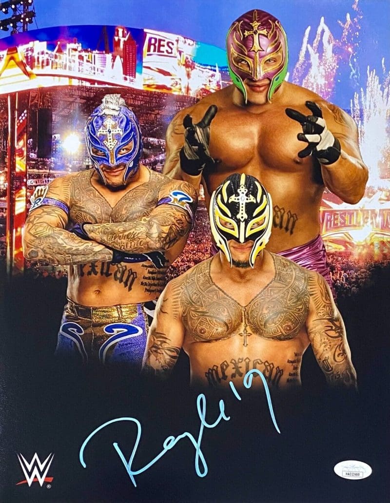 Rey Mysterio Signed Autographed 11x14 Photo JSA Authenticated  #3 Light Blue