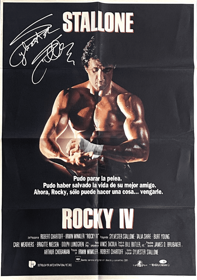 Sylvester Stallone Signed Rocky IV Original 27x40 Spanish Poster JSA