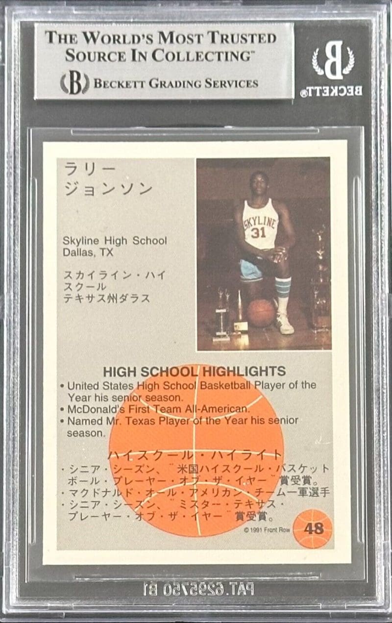 Larry Johnson 1991 front row Japanese Card #48 Beckett Authentication - Image 2