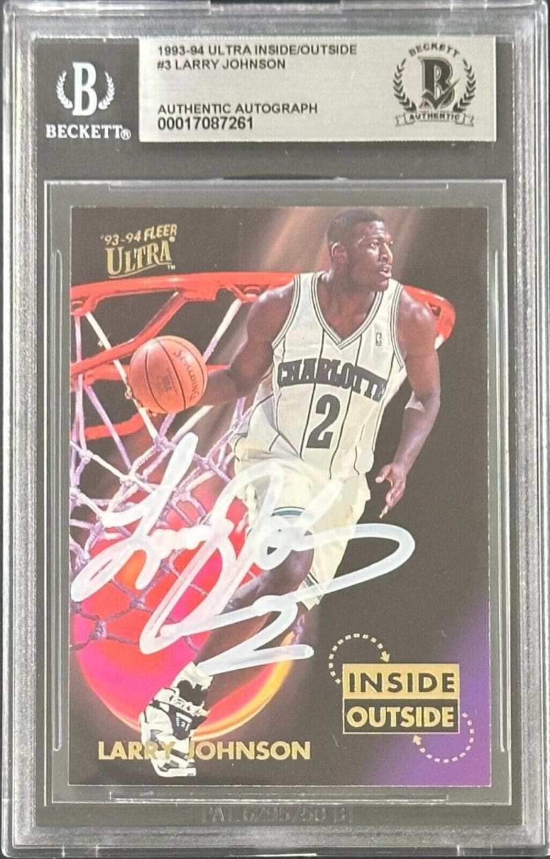 Larry Johnson 1993-94 Fleer Ultra Inside/Outside Card #3 Beckett Authentication