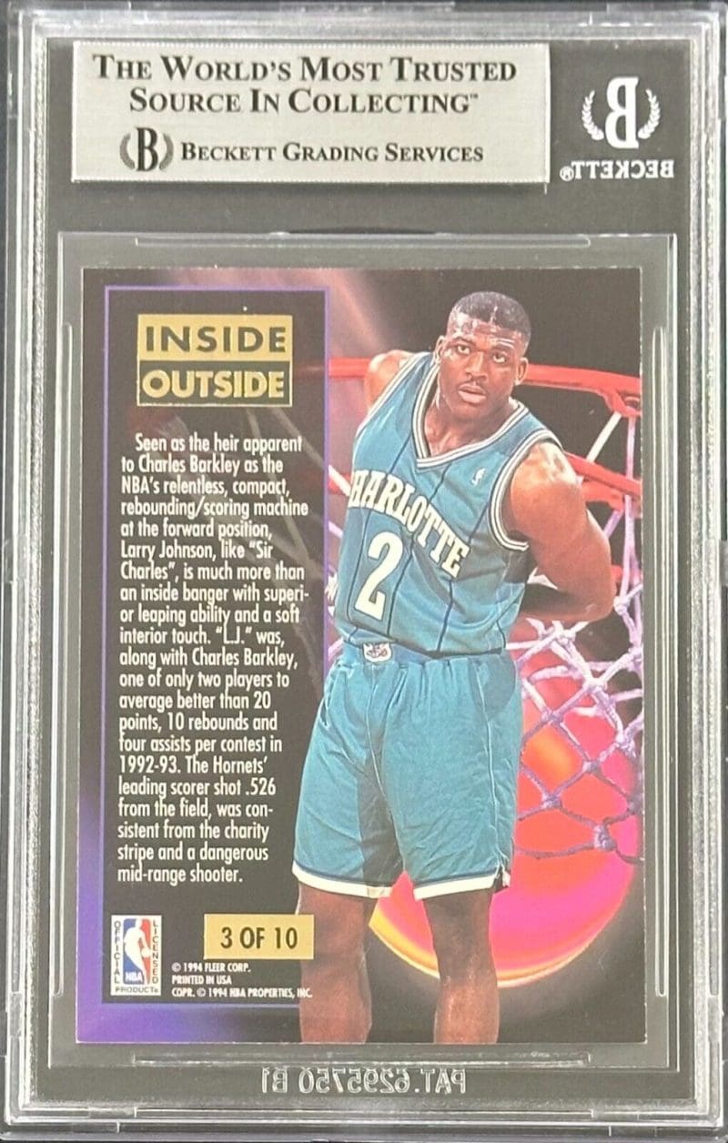 Larry Johnson 1993-94 Fleer Ultra Inside/Outside Card #3 Beckett Authentication - Image 2