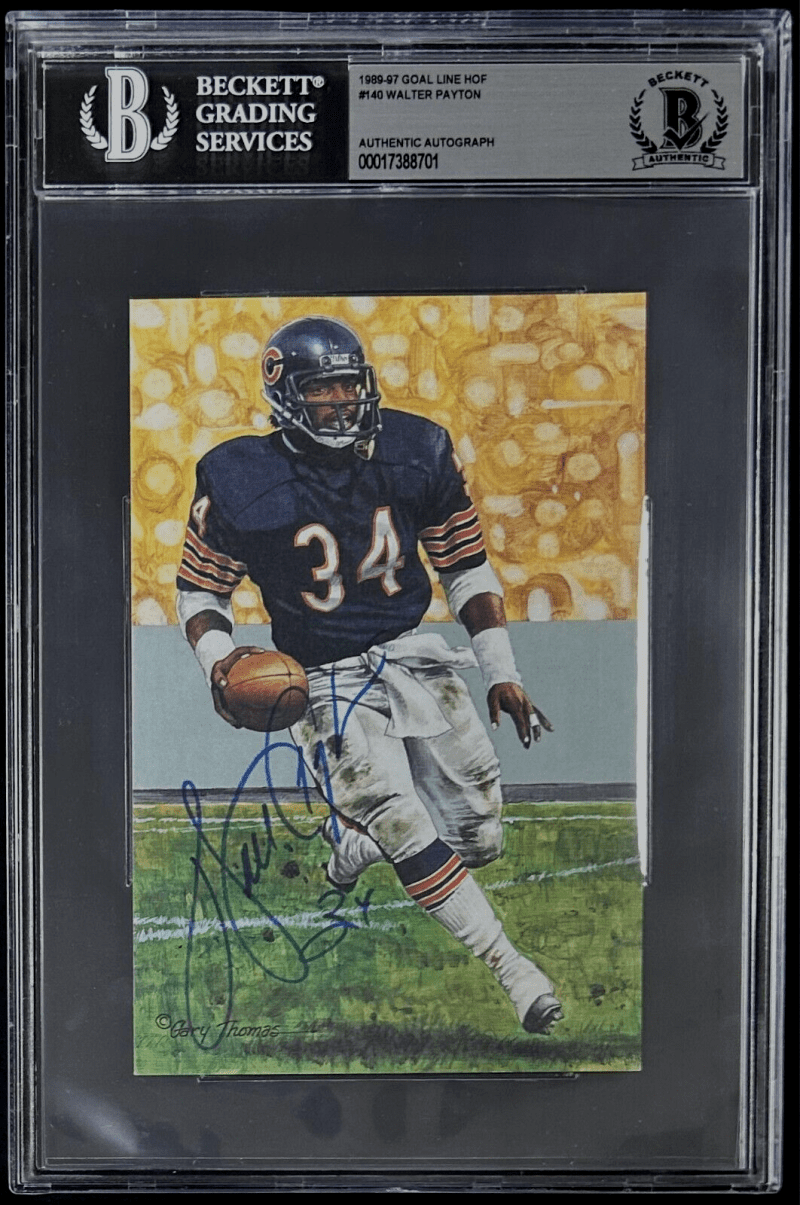 Walter Payton Signed 1989-97 Goal Line HOF Card #140 Beckett 17388701