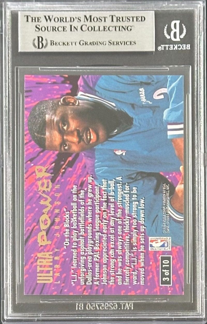Larry Johnson 1994-95 Fleer Ultra Power Card #3 Beckett Authentication - Image 2
